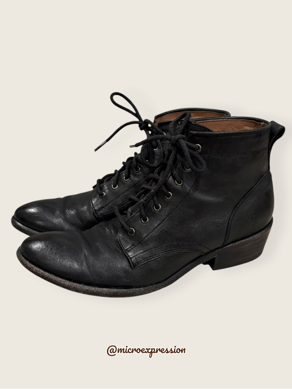 $349 Frye Carson Classic Oxford Academia Black Leather Lace Up Heeled Ankle Boot - Picture 10 of 16
